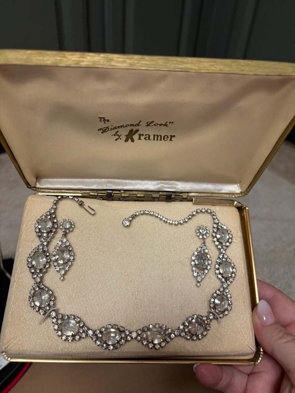The Diamond Look by Kramer Parure; Necklace, and Earrings